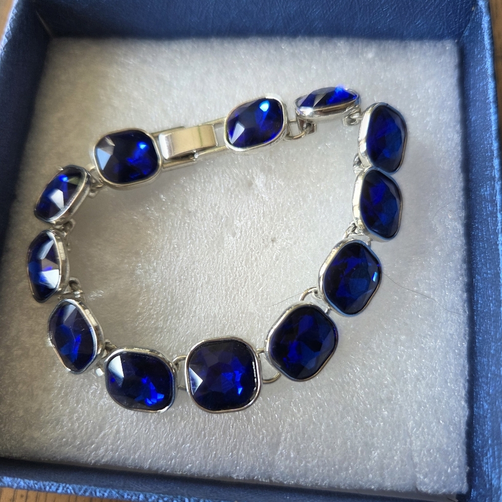 Elegant Royal Blue Gemstone Tennis Bracelet 7 Inches